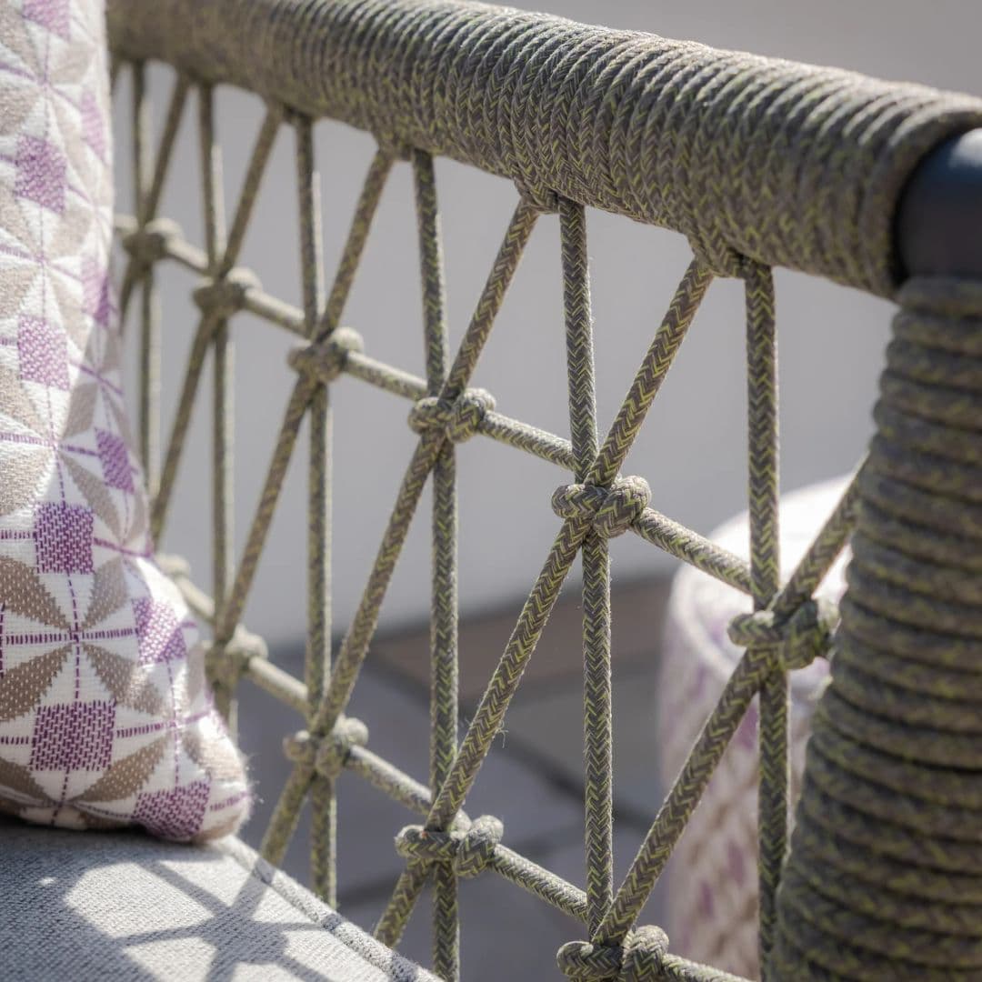 Ivy Green rope weave Large corner sofa set with matching coffee tables #colour_ivy green with charcoal frame