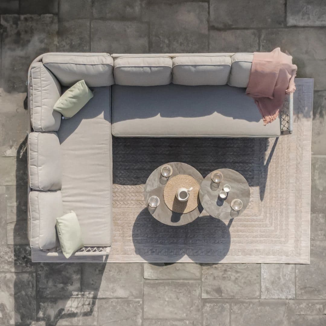Cool linen rope weave Large corner sofa set with matching coffee tables #colour_cool linen with dawn grey frame