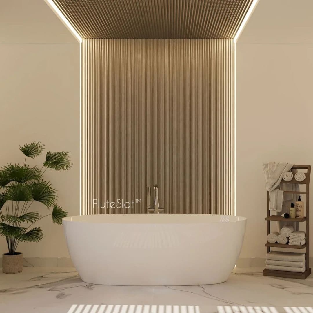 FluteSlat London - Rose Stone Wall Panel
