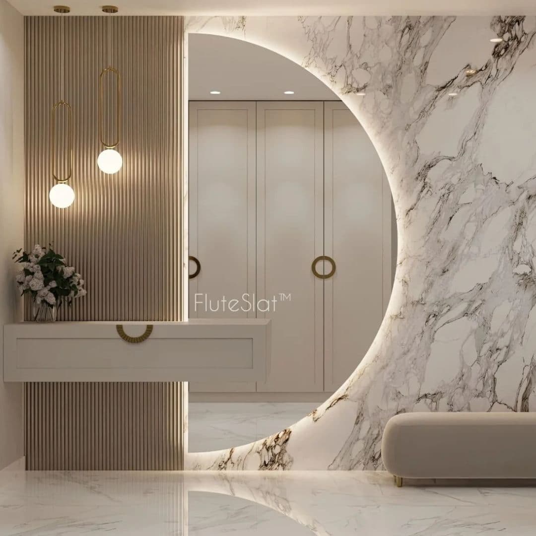 FluteSlat London - Rose Stone Wall Panel