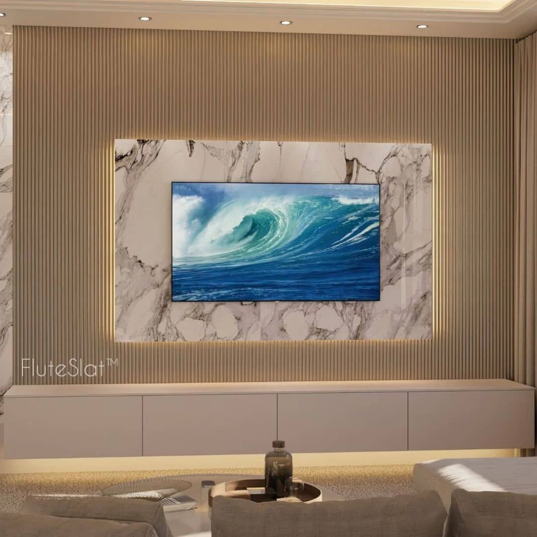 FluteSlat London - Rose Stone Wall Panel