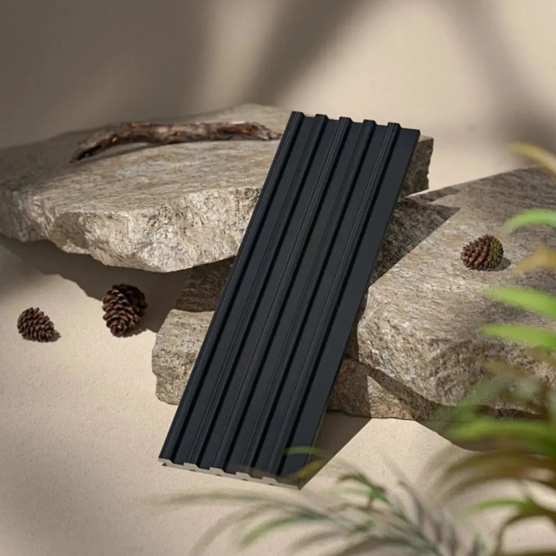 Palm Brushed Black Waterproof Wall Panel Sample