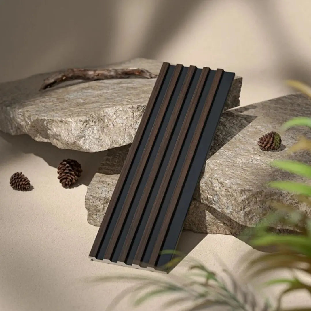 Palm Dark Oak and Black Waterproof Wall Panel Sample