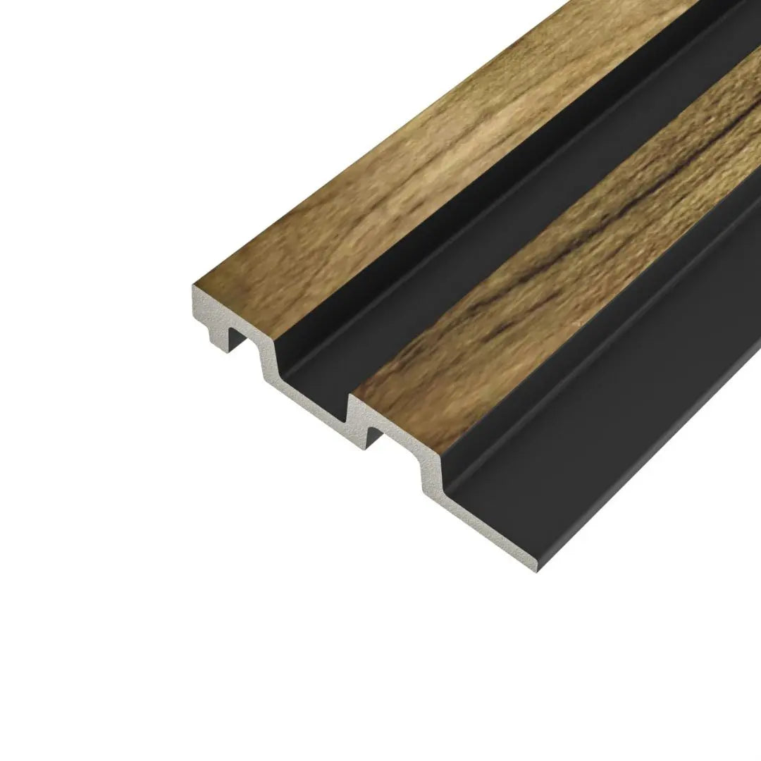 Residence – Medium Oak & Black Waterproof Wall Panel • Pack of 4