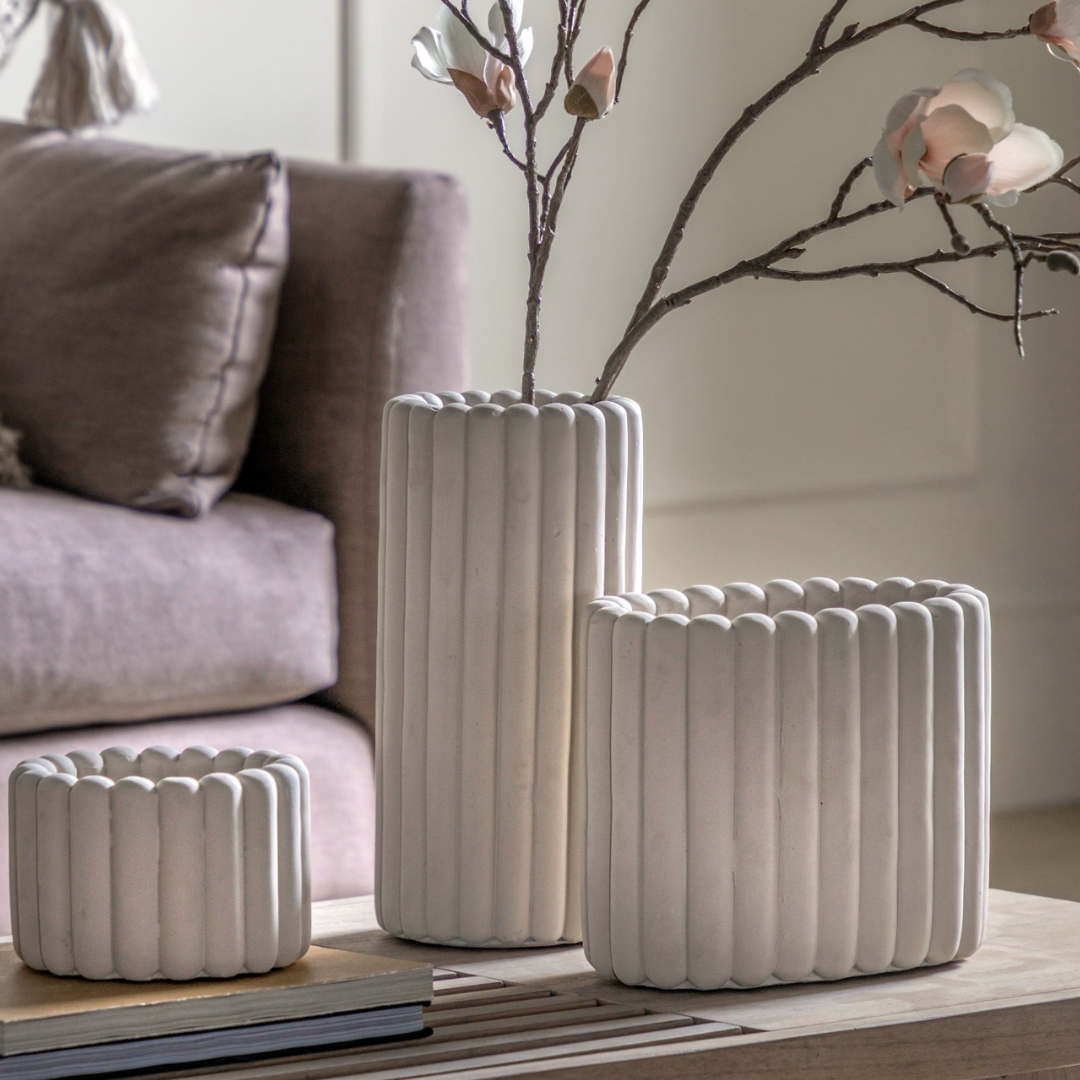 Taupe Ribbed Vase