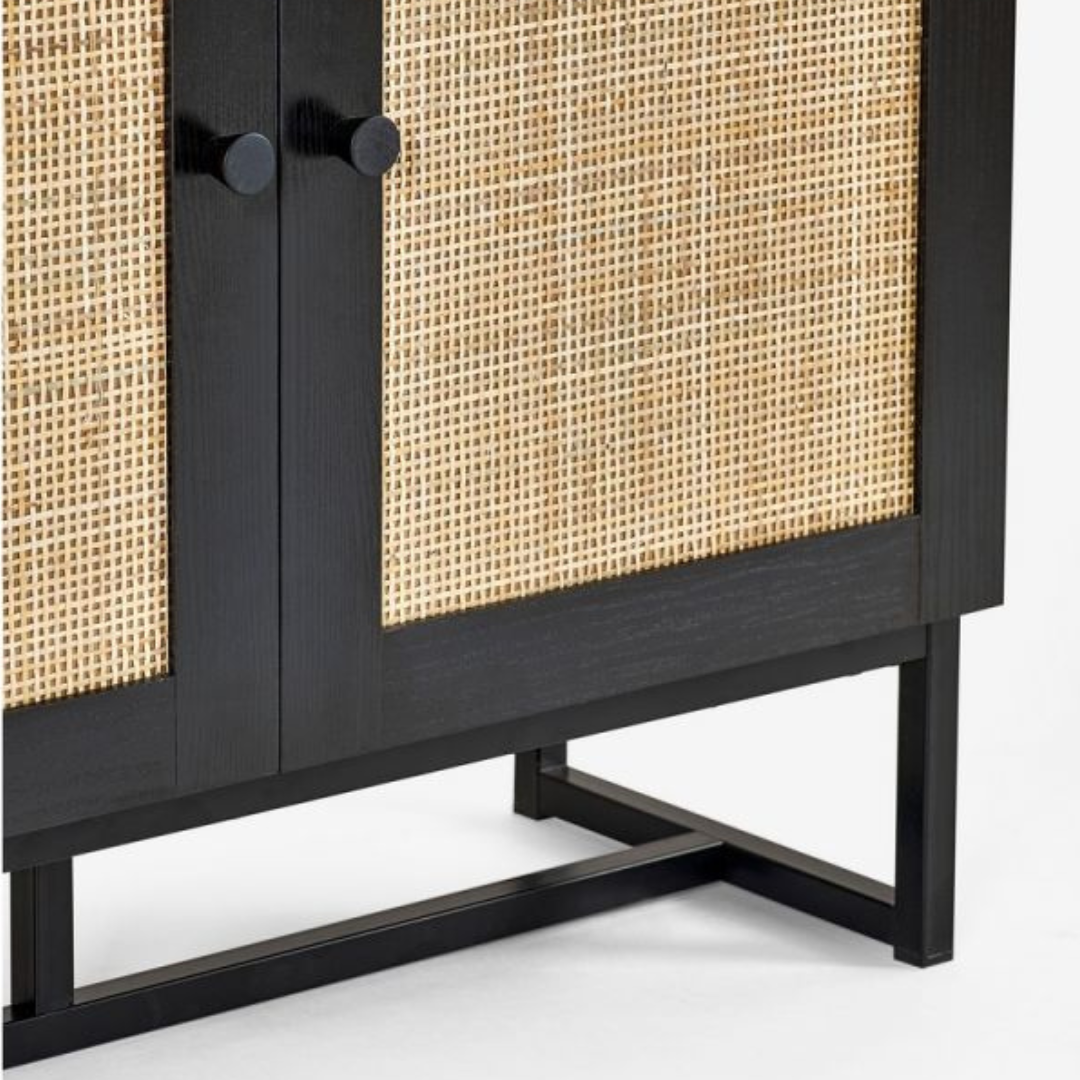 black rattan display unit