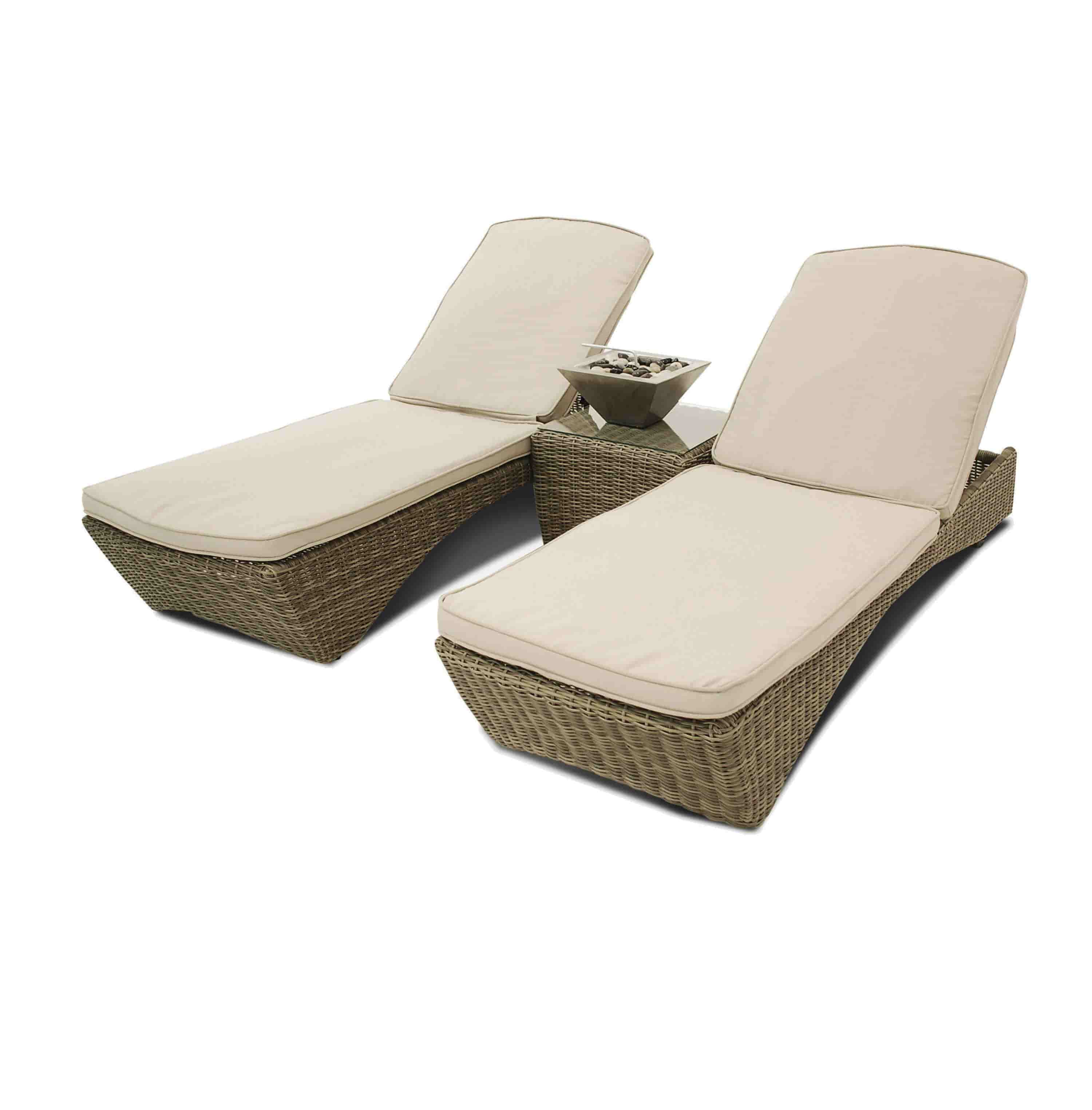 Natural coloured rattan double sun lounger set