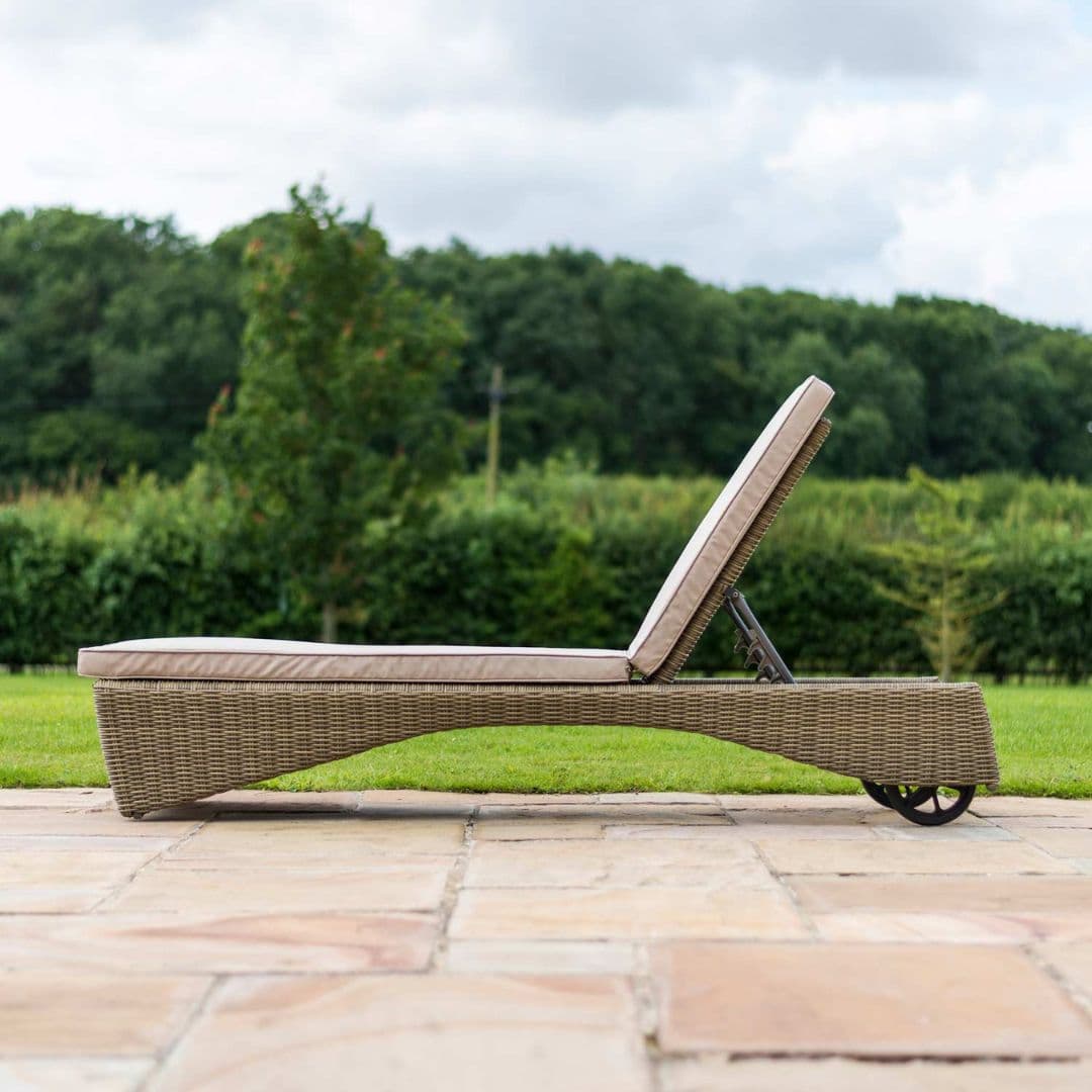 Natural coloured rattan double sun lounger set