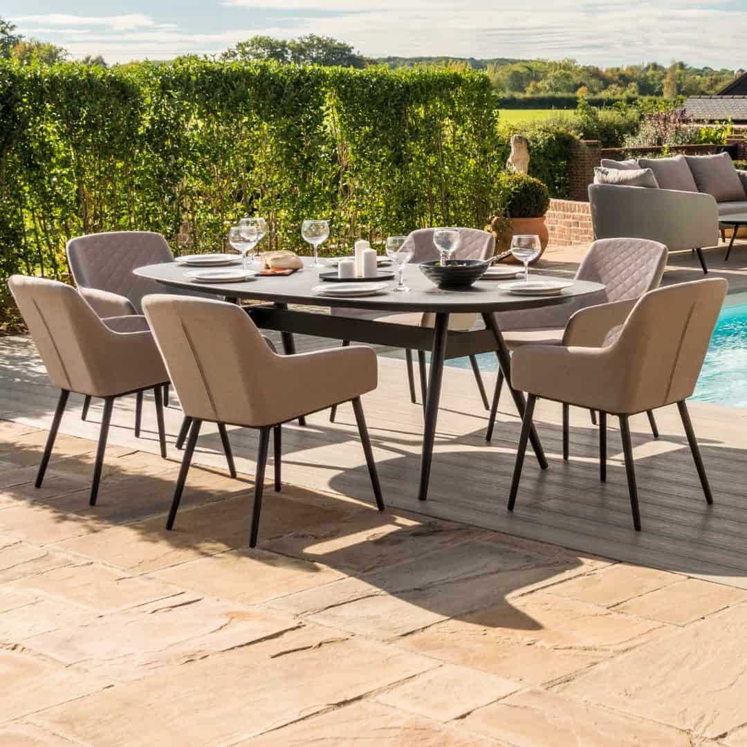 6 seat oval dining set with taupe dining chairs #colour_taupe