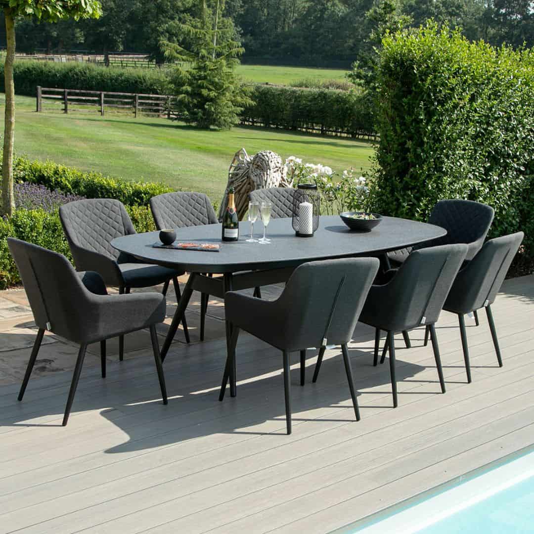 8 seat oval dining set with charcoal fabric dining chairs #colour_charcoal