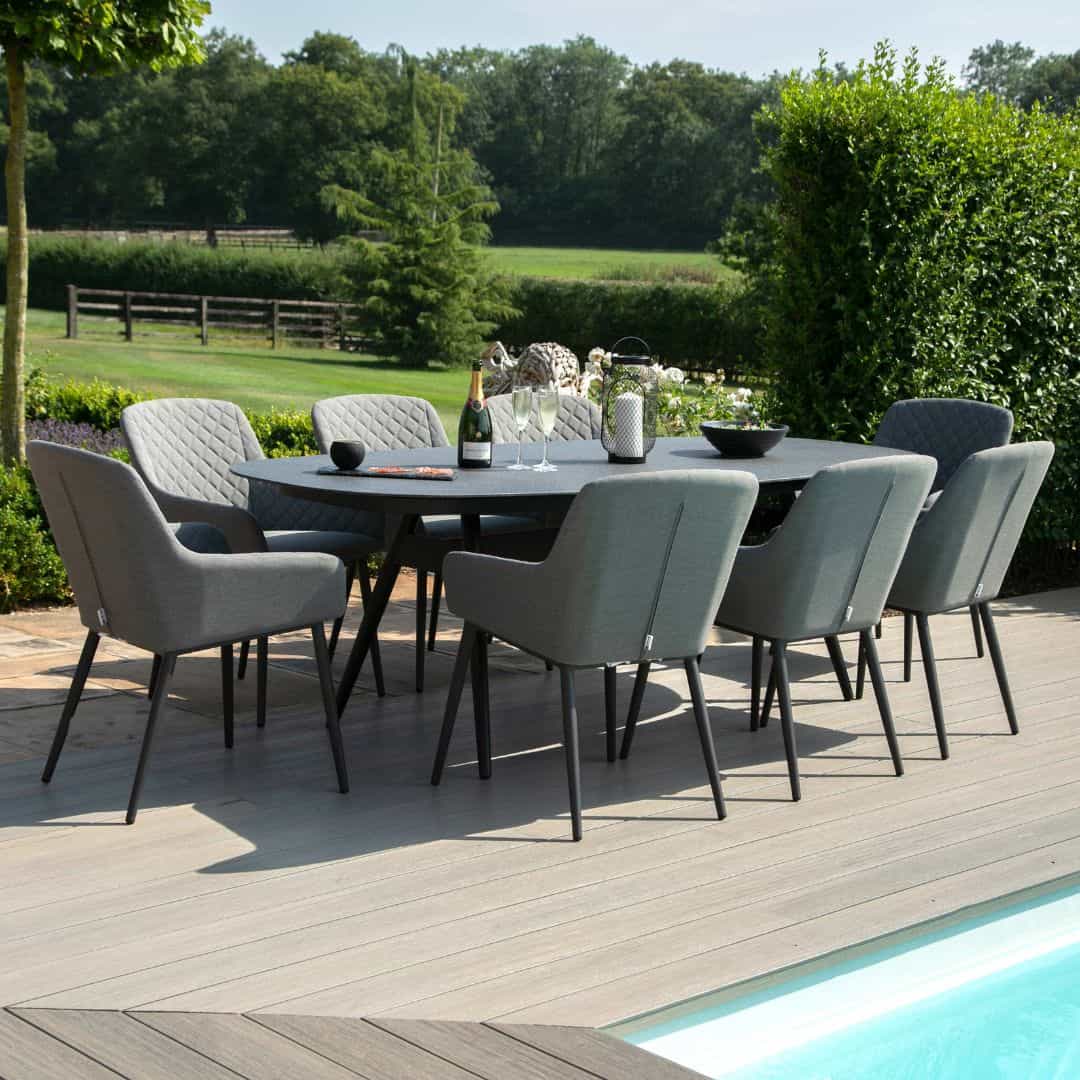 8 seat oval dining set with grey fabric dining chairs #colour_flanelle