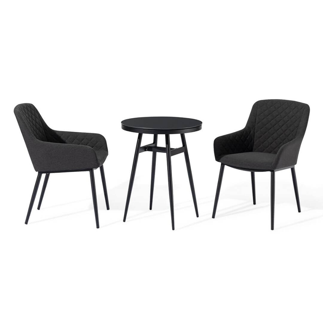 2 seat bistro set with round table and charcoal fabric chairs #colour_charcoal