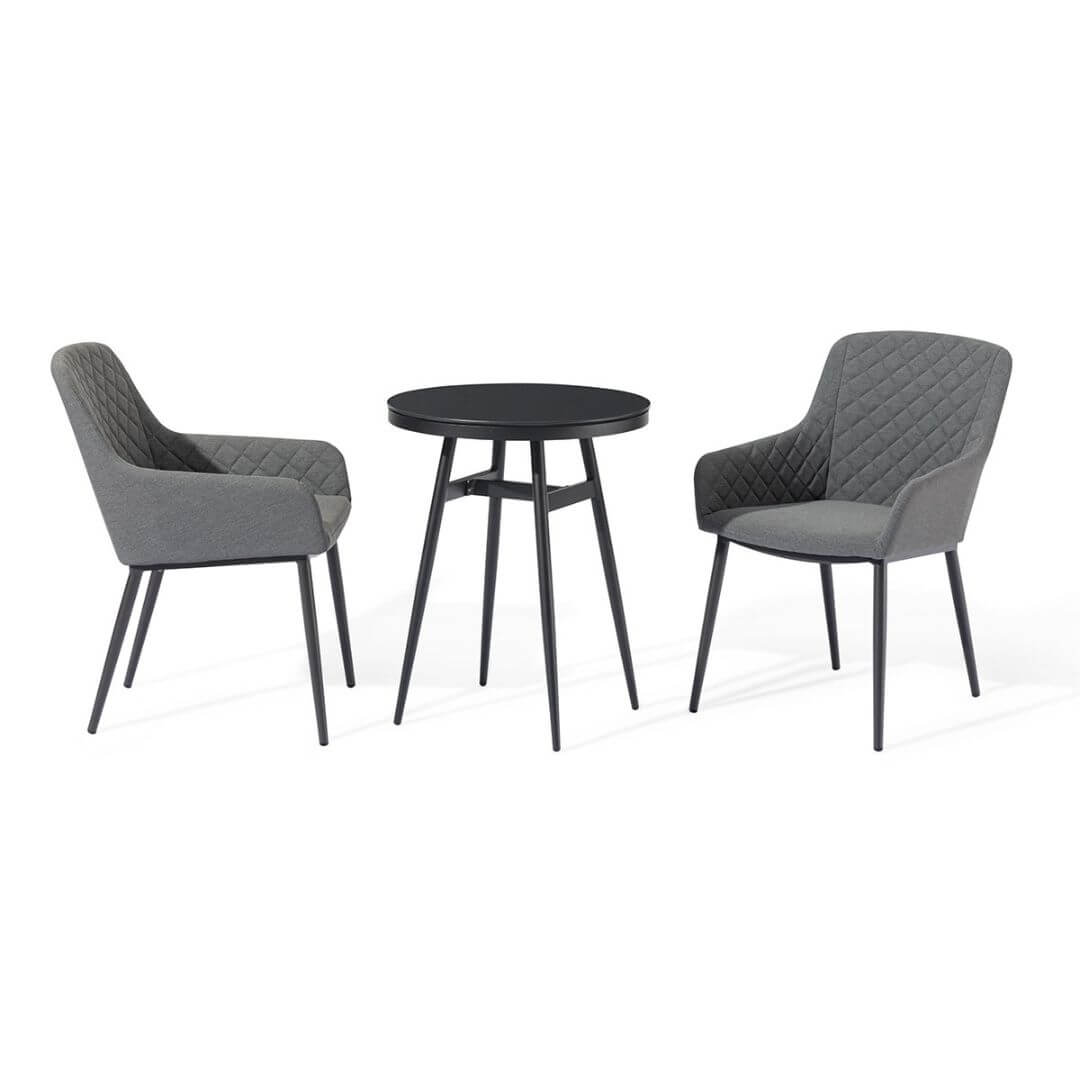 2 seat bistro set with round table and grey fabric chairs #colour_flanelle