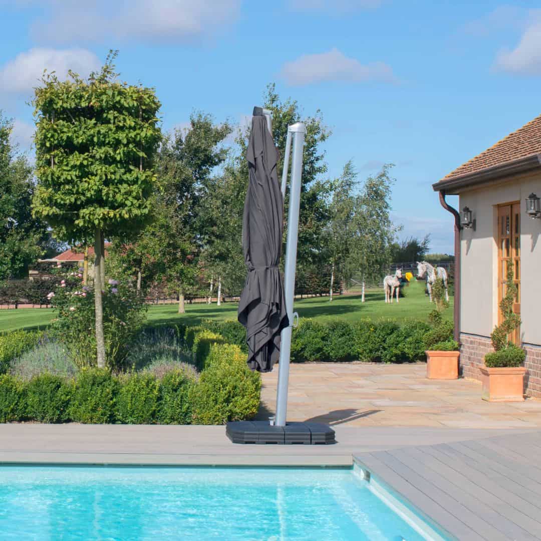 Closed charcoal 3m square parasol #colour_charcoal