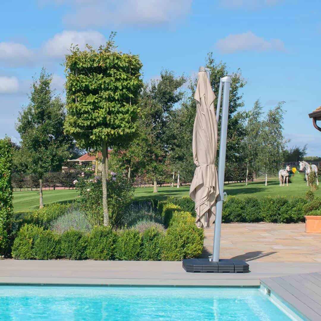 Closed taupe 3m square parasol #colour_taupe