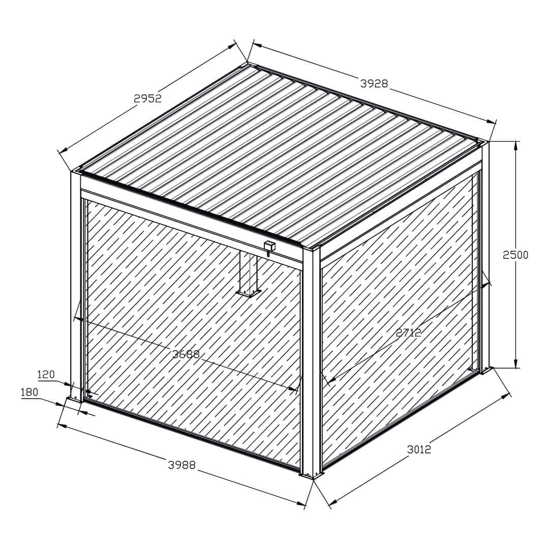3m x 4m Anthracite Grey Motorised Roof Pergola Footprint
