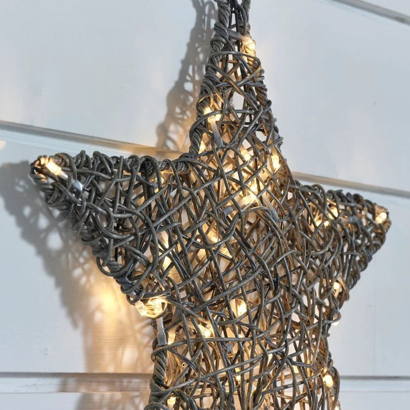 70cm Grey Wicker Christmas Star