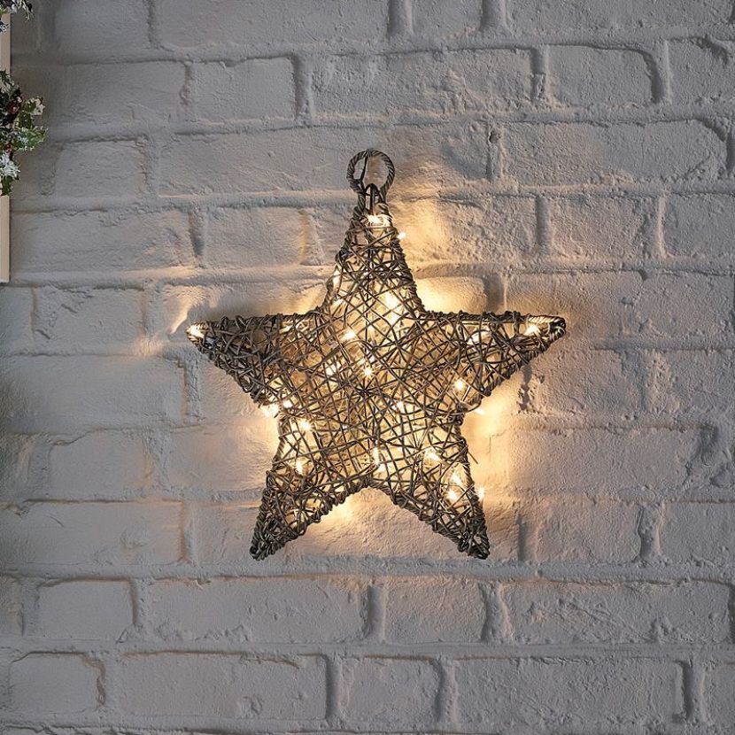 40cm Grey Wicker Christmas Star