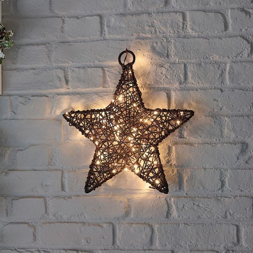 40cm Brown Wicker Christmas Star