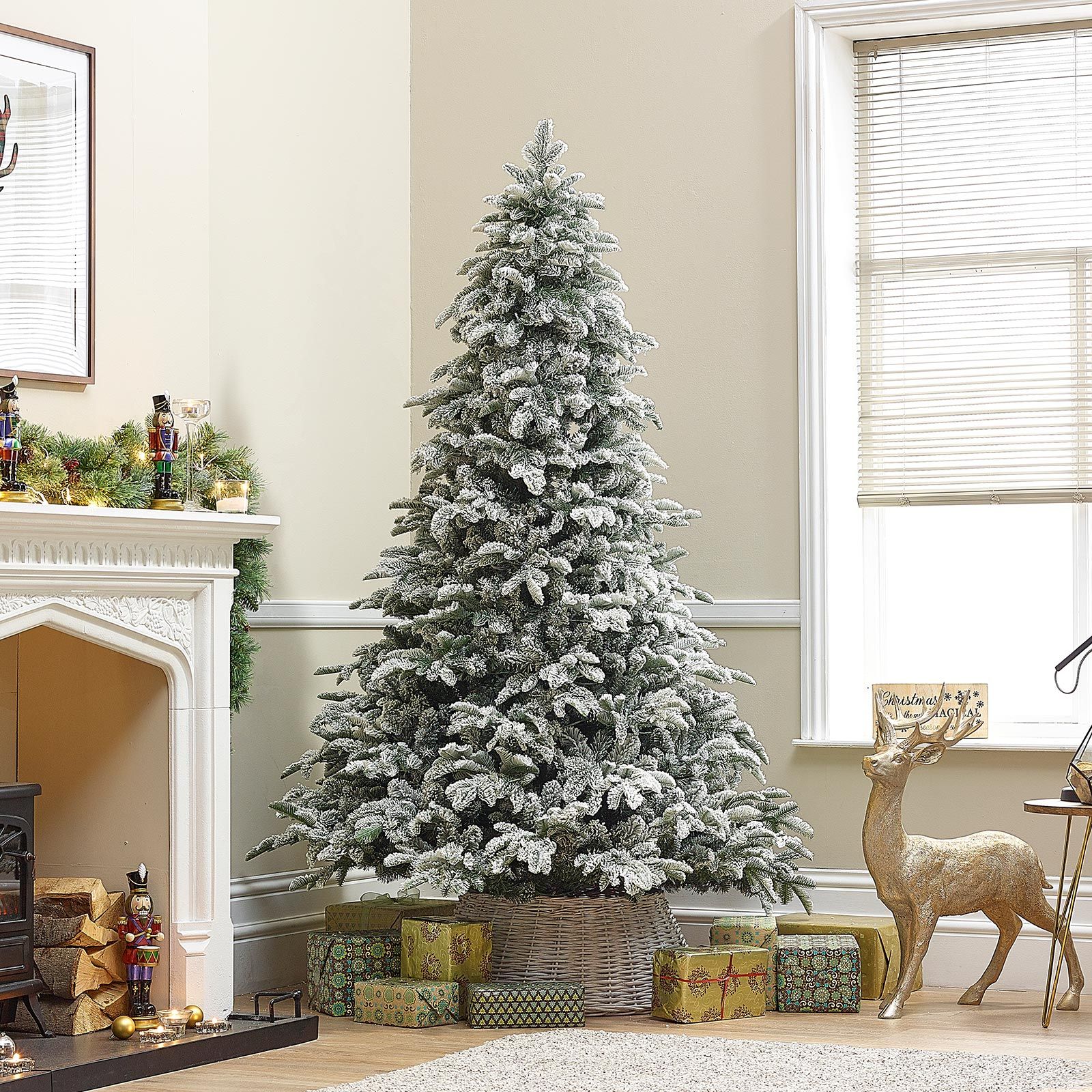 Pre-Lit Snowy Noble Pine Artificial Christmas Tree