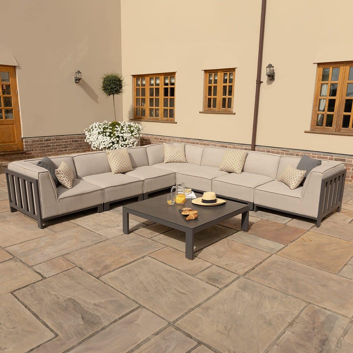 Oatmeal Large Corner Sofa Set Set
