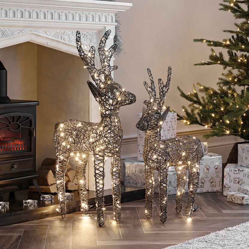 80cm Outdoor Rattan LED Reindeer