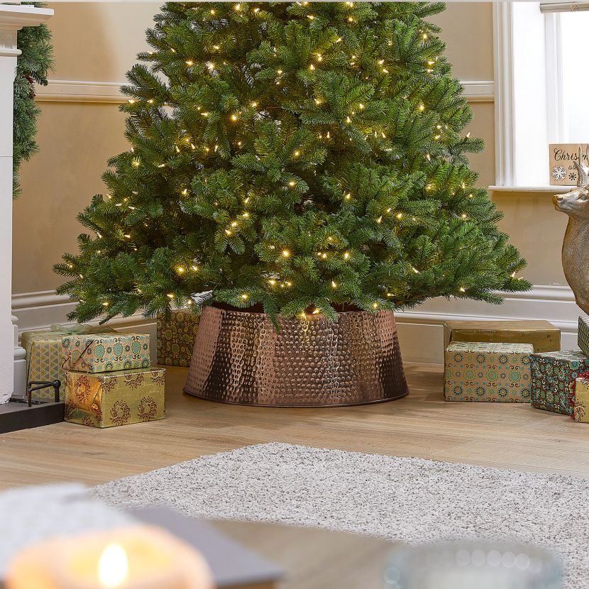 Rose Gold Hammered Metal Tree Skirt