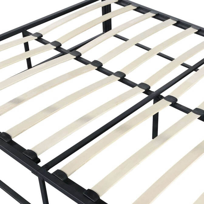 Close up of the bed frame slats.