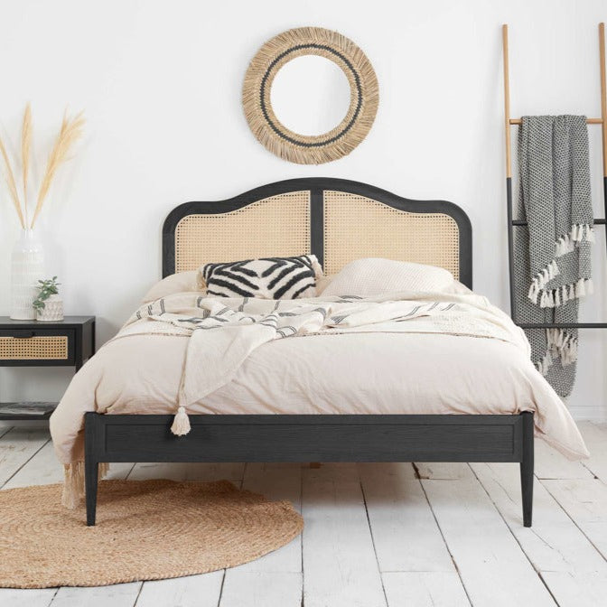 Black Rattan Bed