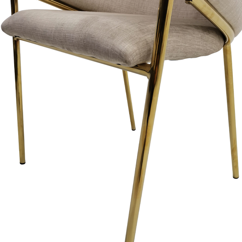 Beige Velvet Chair with Gold Legs