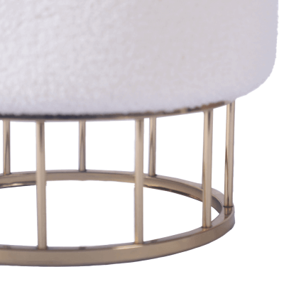 White Boucle Storage Footstool