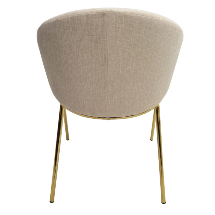 Beige Velvet Chair with Gold Legs