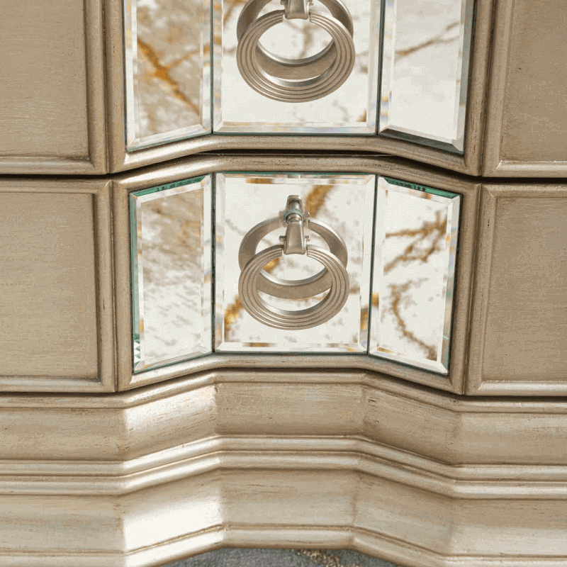 3 Drawer Champagne Mirrored Bedside