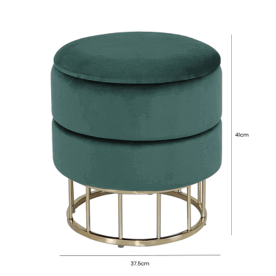 Forest Green Velvet Storage Stool