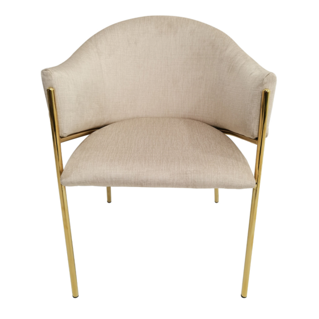 Beige Velvet Chair with Gold Legs