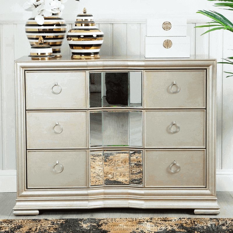 Champagne Mirrored 3 Drawer Chest