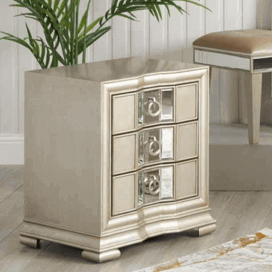 3 Drawer Champagne Mirrored Bedside