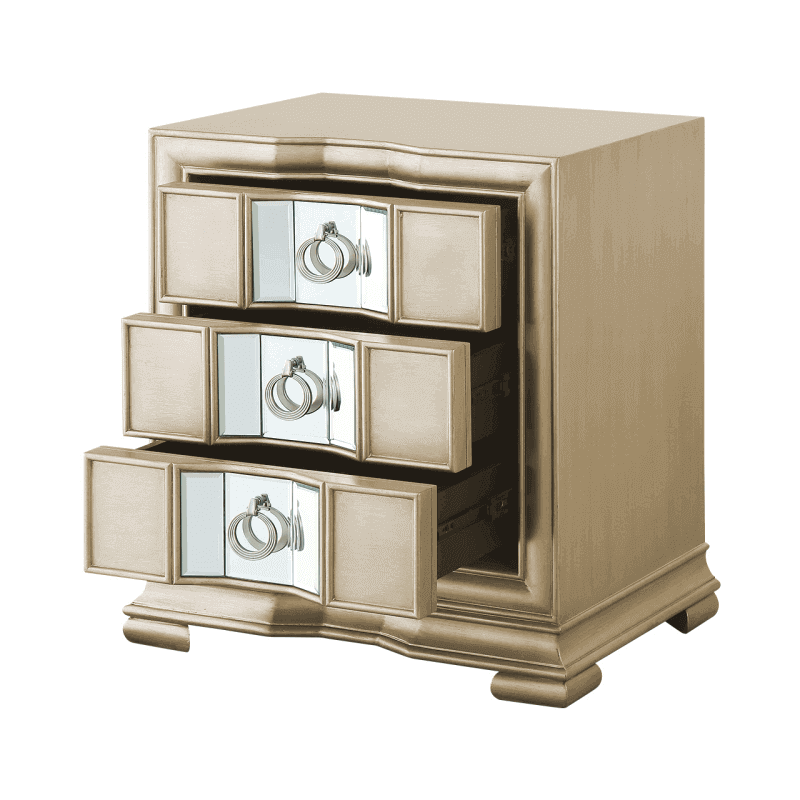 3 Drawer Champagne Mirrored Bedside