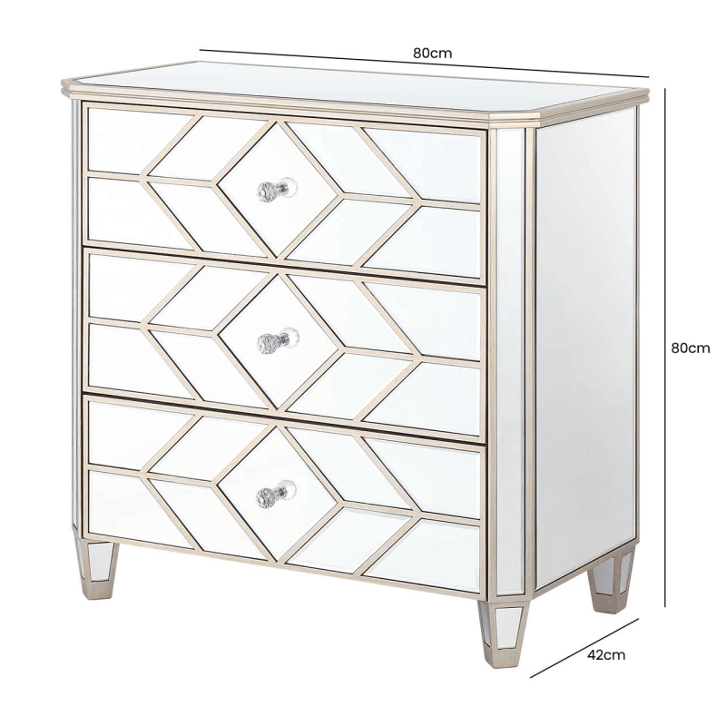 champagne 3 drawer chest