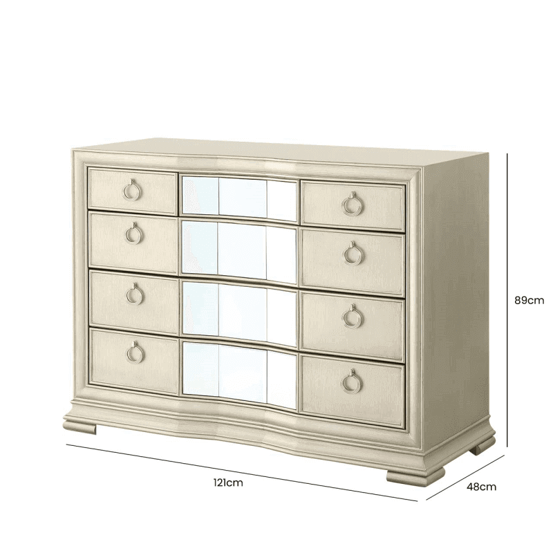 Champagne Mirrored 5 Drawer Chest