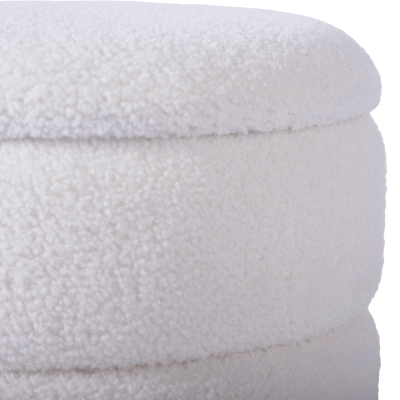 White Boucle Storage Footstool
