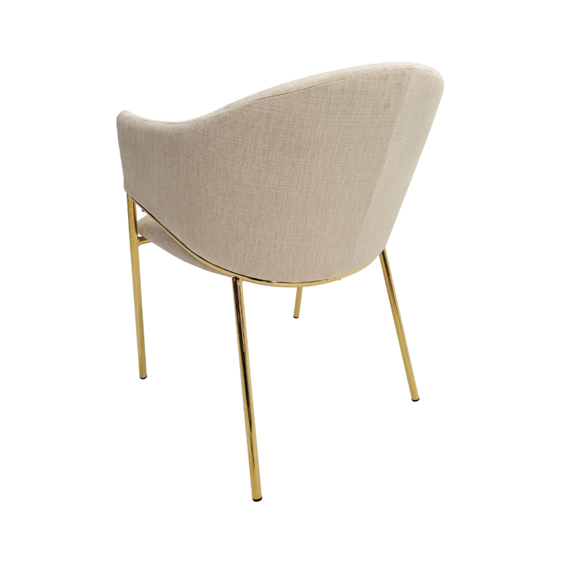 Beige Velvet Chair with Gold Legs