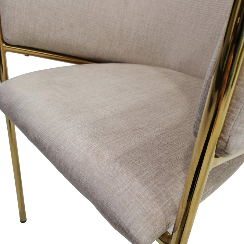 Beige Velvet Chair with Gold Legs