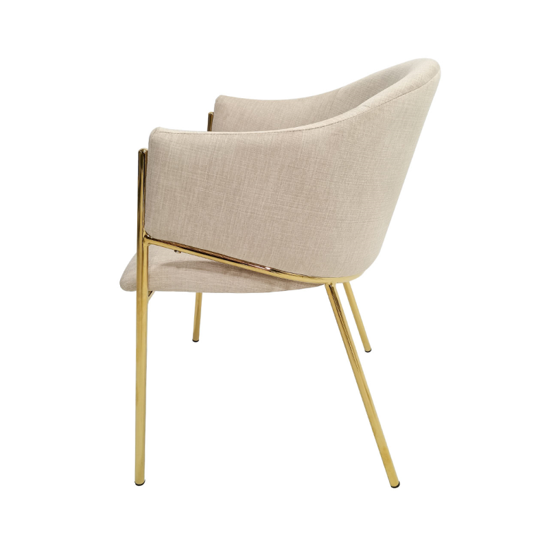 Beige Velvet Chair with Gold Legs