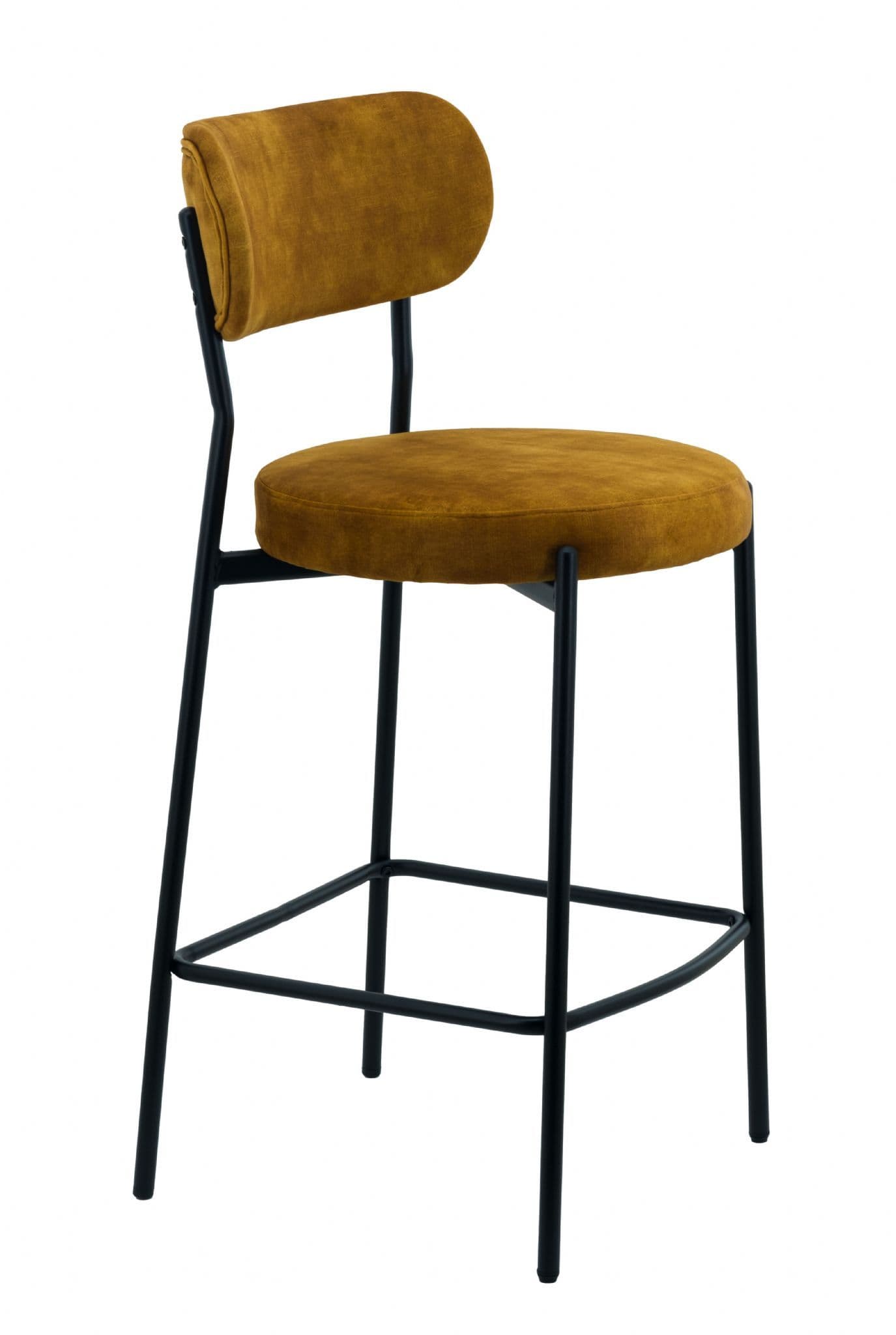 Set of 2 Mustard Velvet Bar Stool