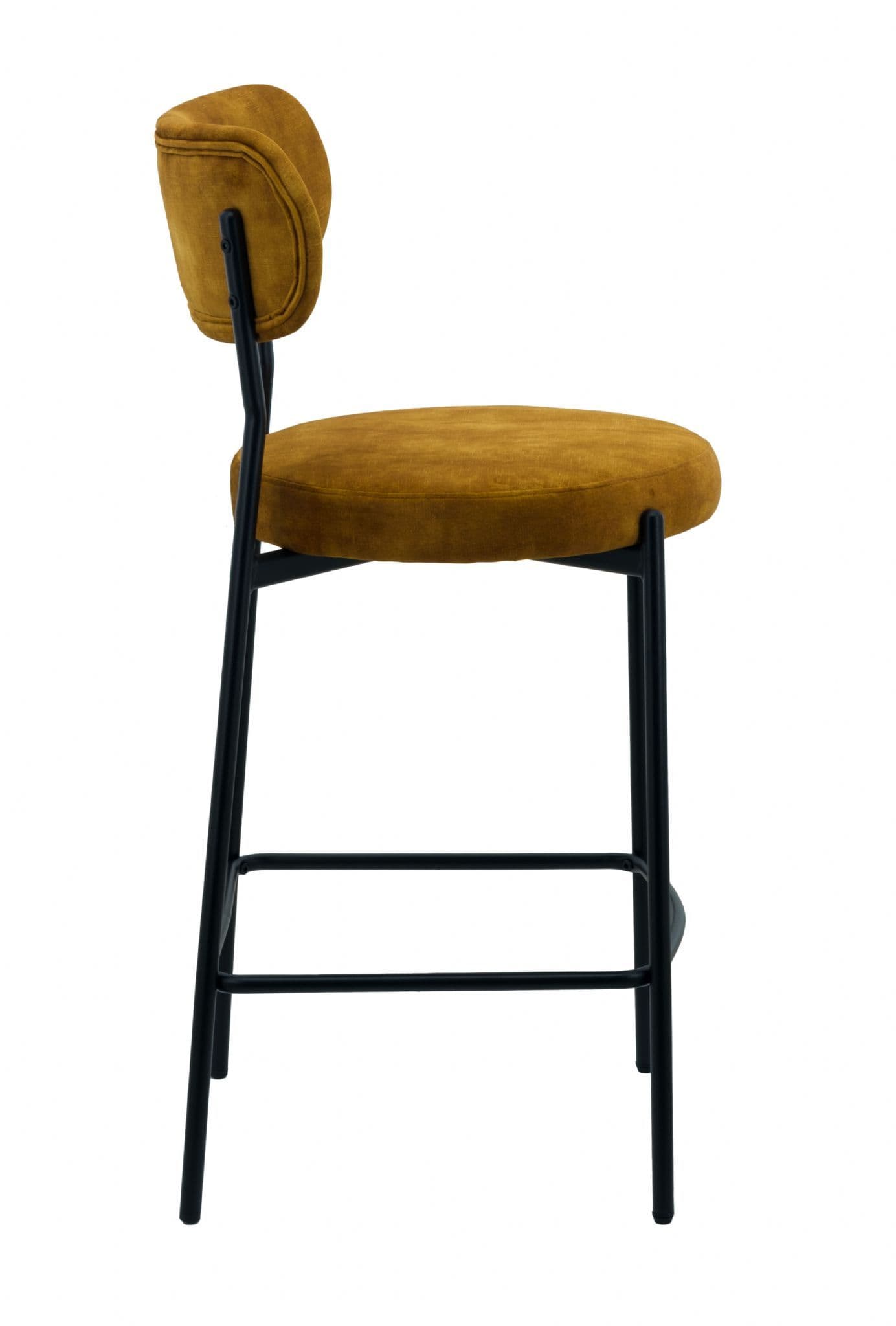 Set of 2 Mustard Velvet Bar Stool