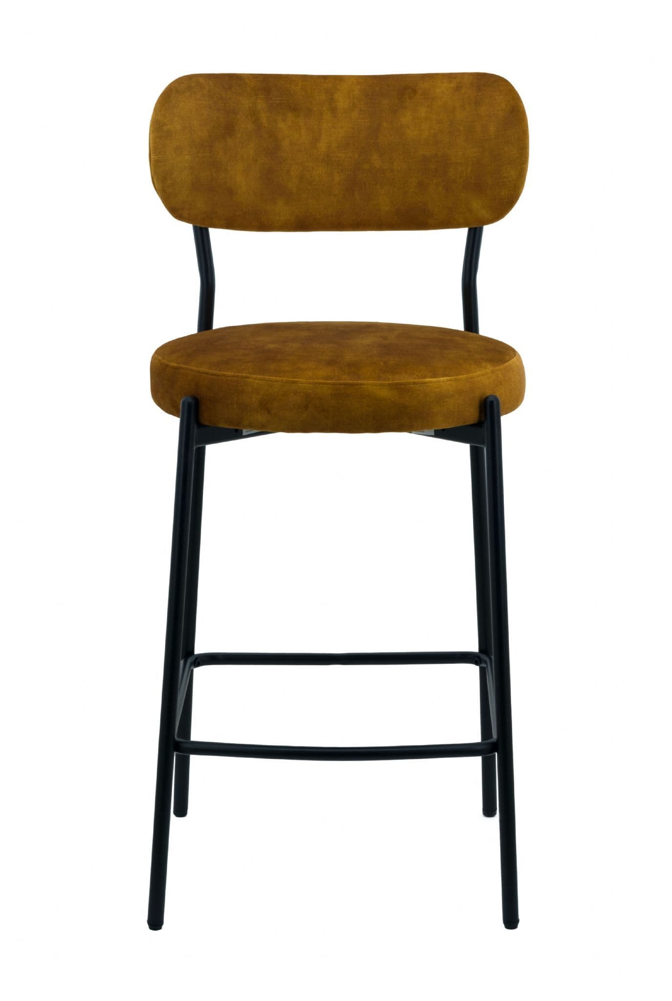 Set of 2 Mustard Velvet Bar Stool