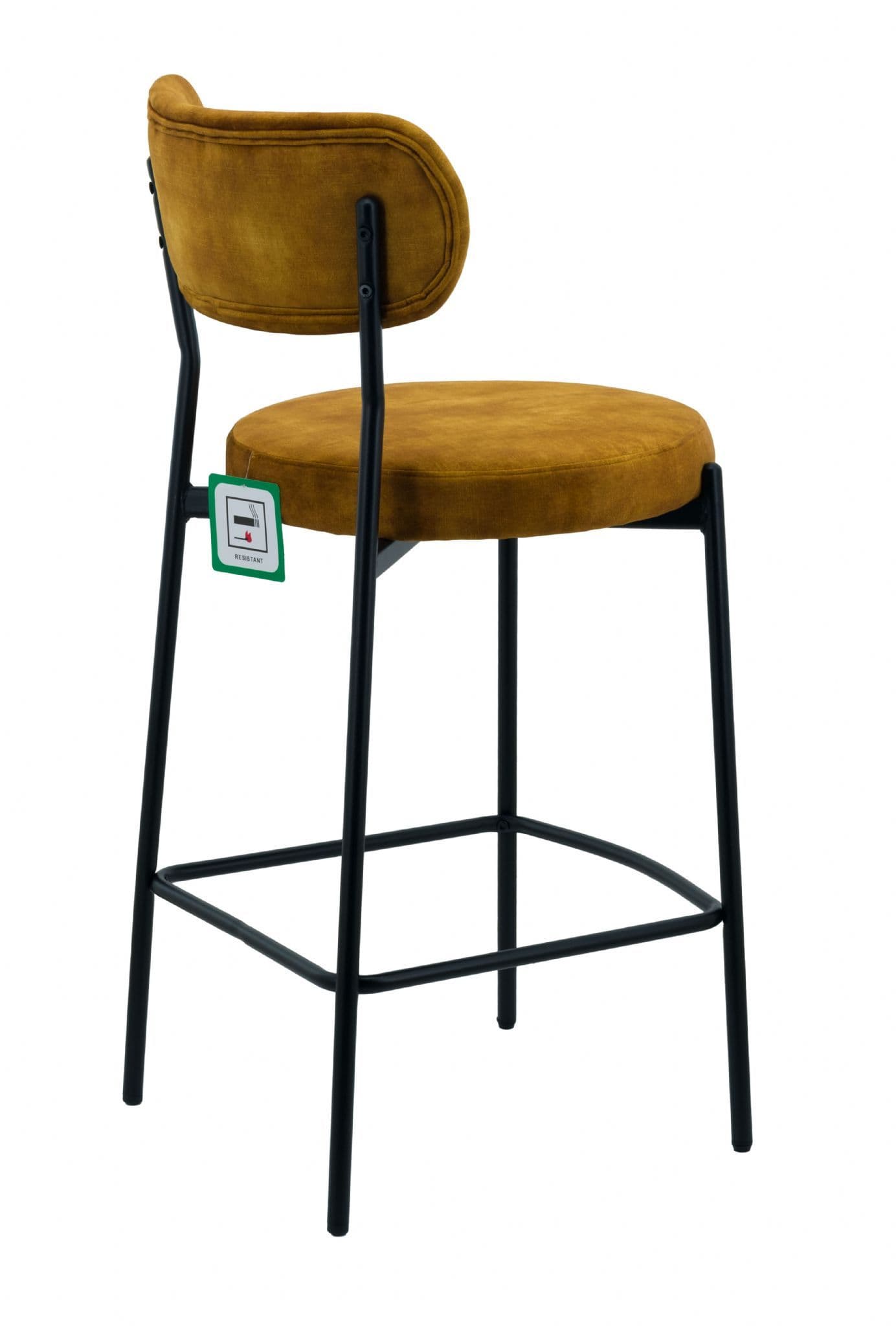 Set of 2 Mustard Velvet Bar Stool