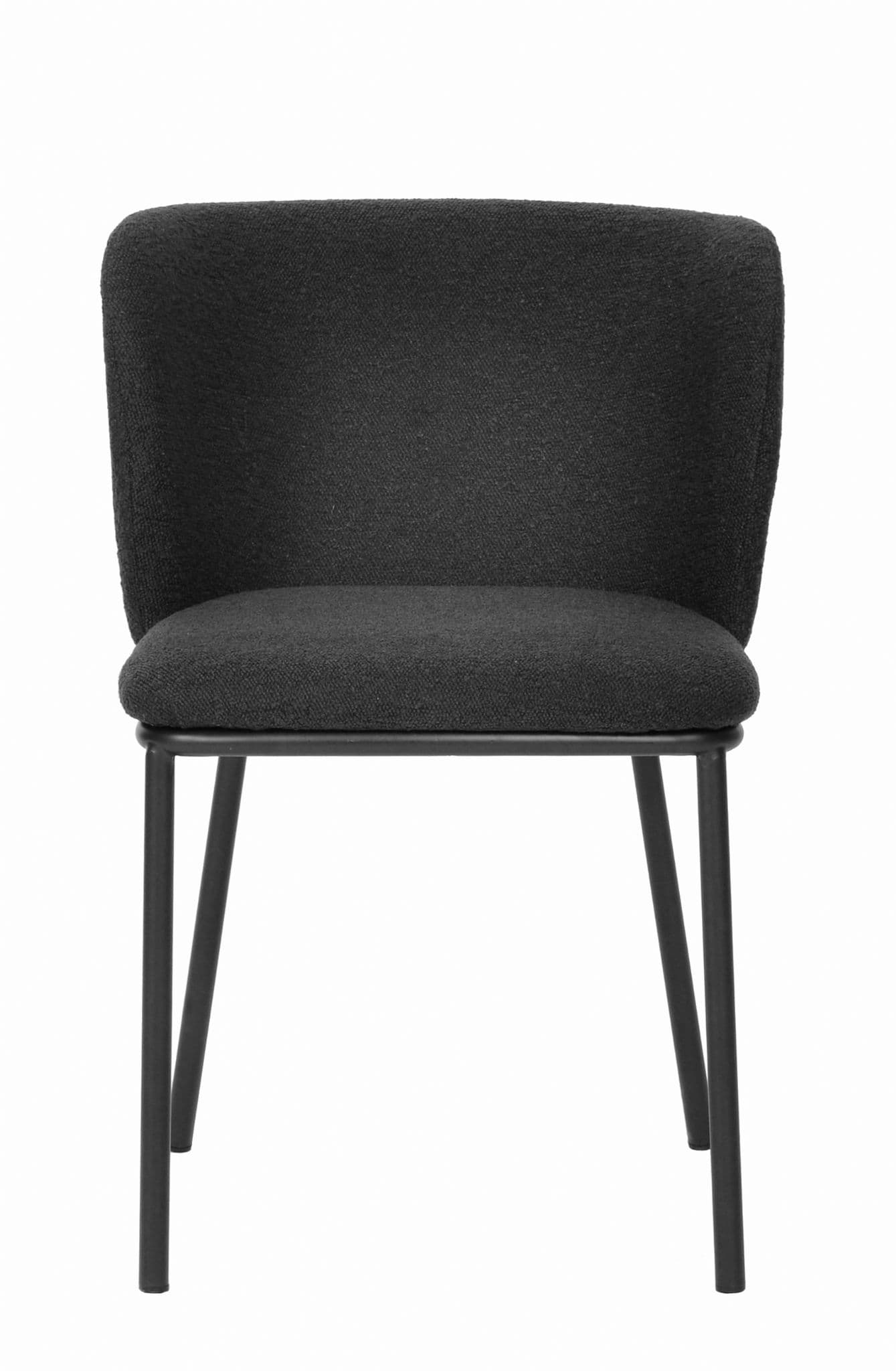 Set of 2 Dark Grey Dining Chairs with Black Metal Legs