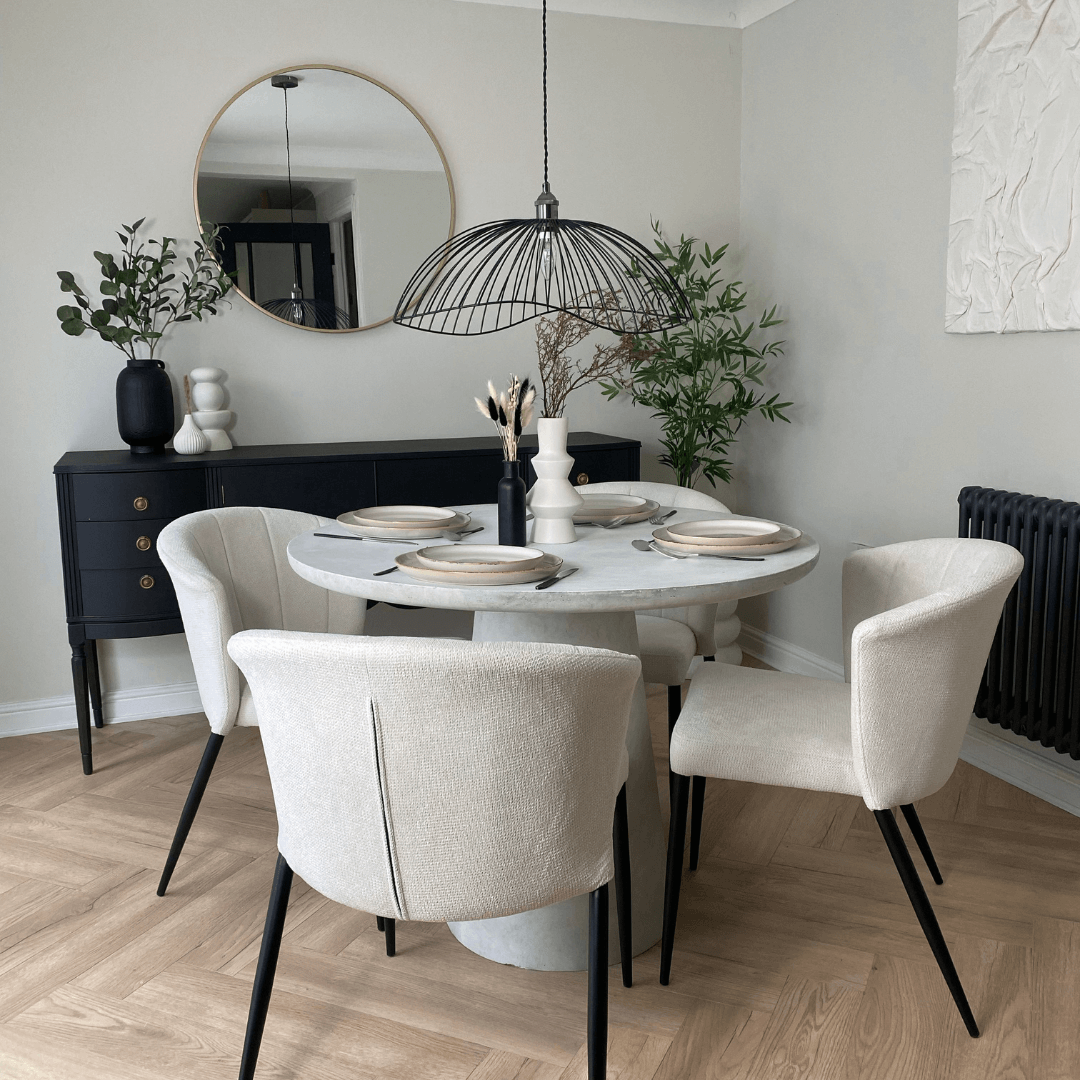 White Rees Dining Chairs (x4)